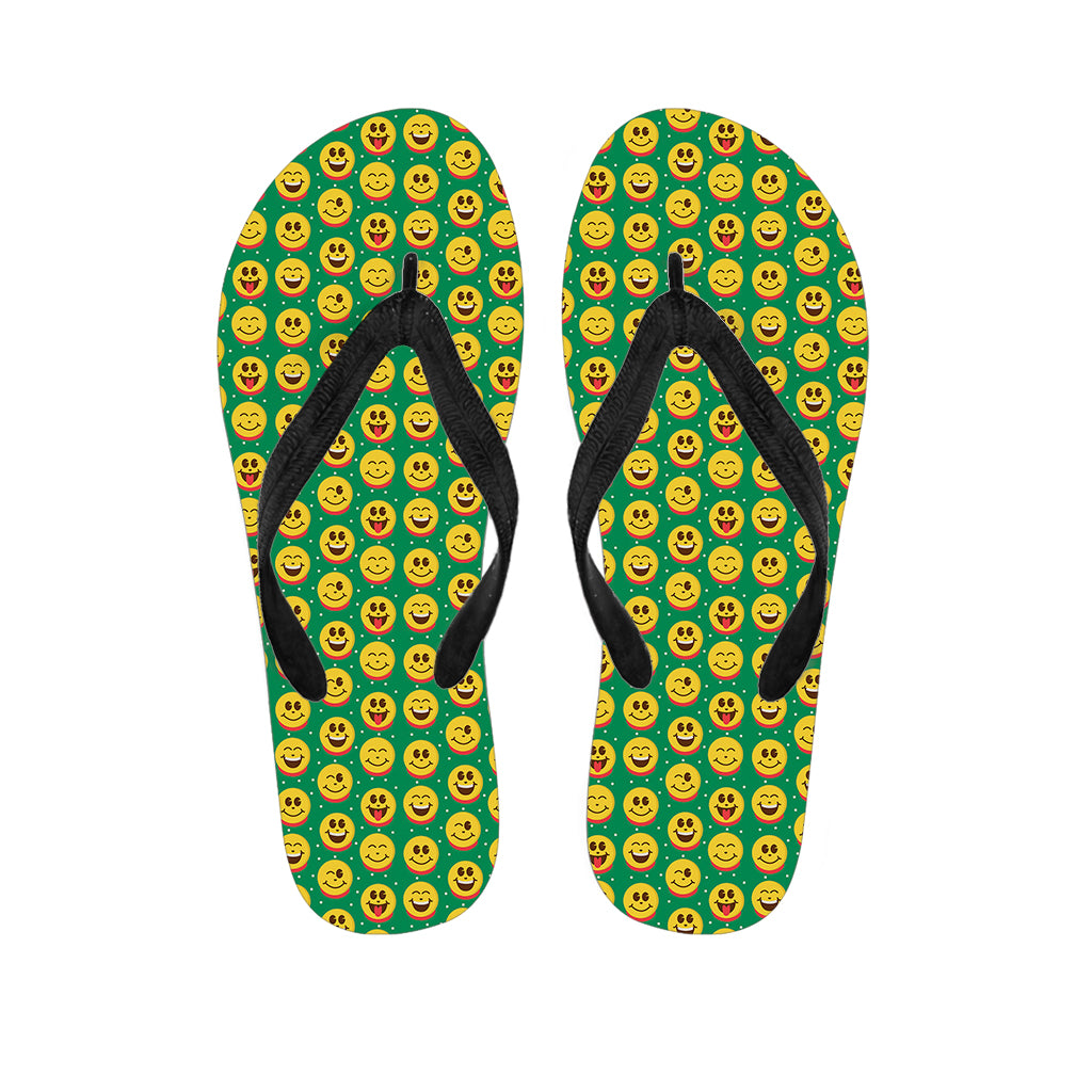 Cute Christmas Emoji Pattern Print Flip Flops