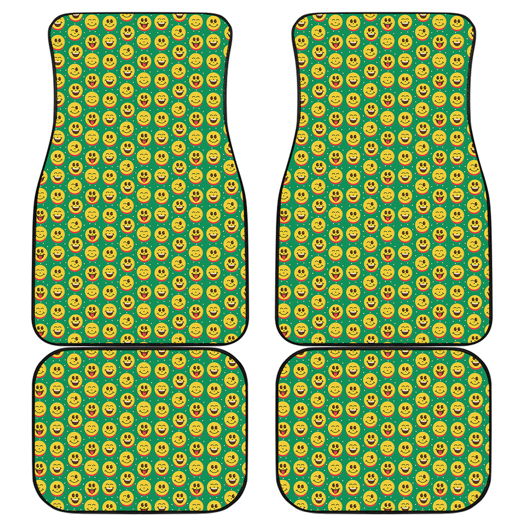 Cute Christmas Emoji Pattern Print Front and Back Car Floor Mats