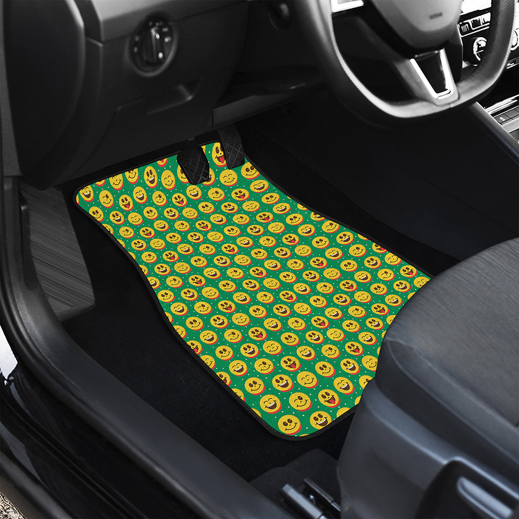 Cute Christmas Emoji Pattern Print Front and Back Car Floor Mats