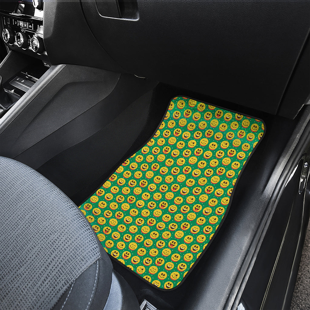 Cute Christmas Emoji Pattern Print Front and Back Car Floor Mats