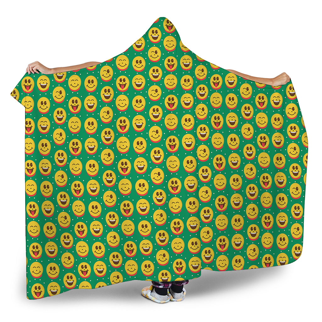 Cute Christmas Emoji Pattern Print Hooded Blanket