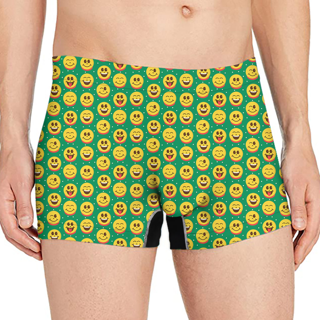 Cute Christmas Emoji Pattern Print Men's Boxer Briefs