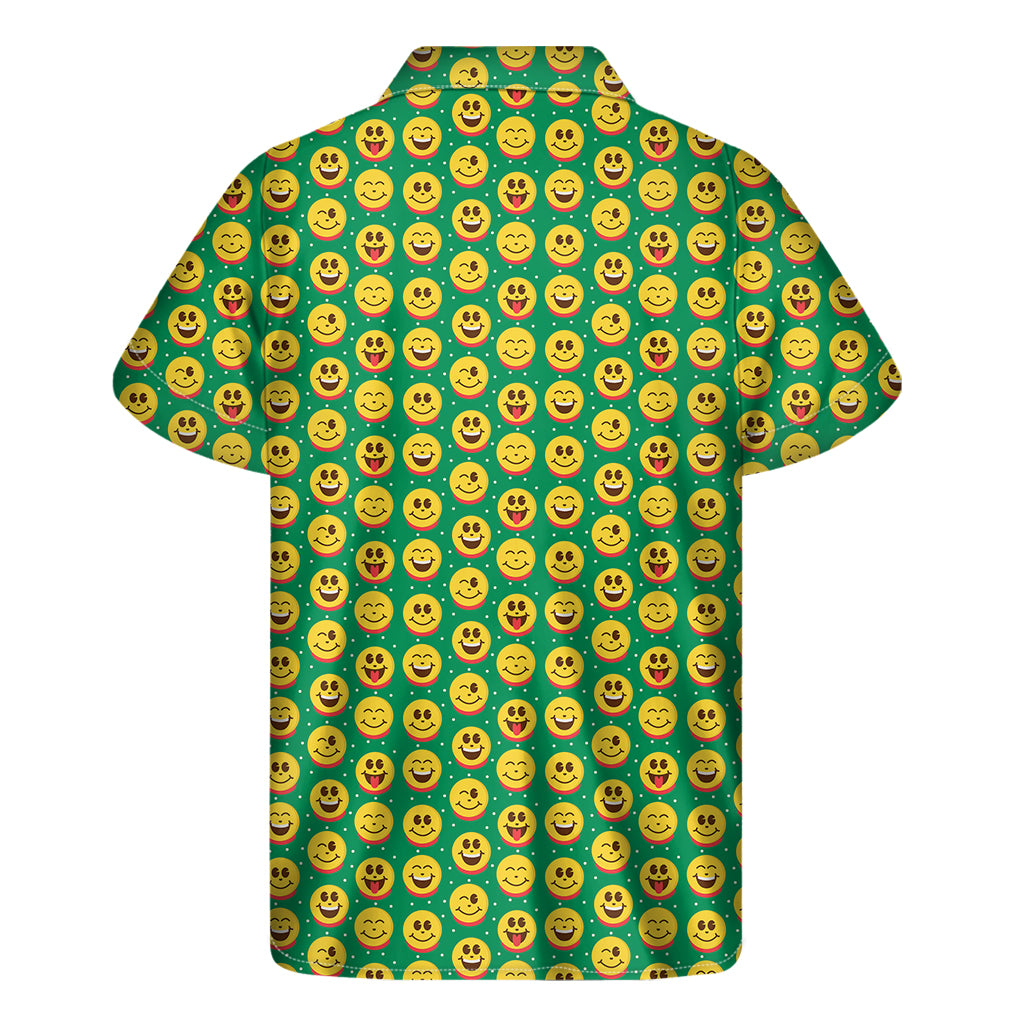 Cute Christmas Emoji Pattern Print Men's Short Sleeve Shirt