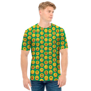 Cute Christmas Emoji Pattern Print Men's T-Shirt