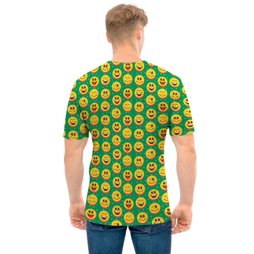 Cute Christmas Emoji Pattern Print Men's T-Shirt