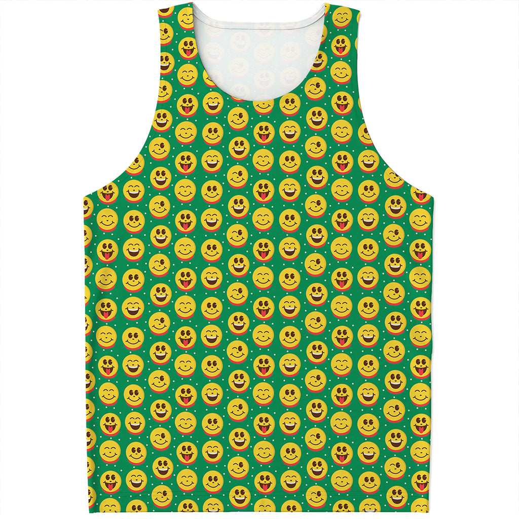 Cute Christmas Emoji Pattern Print Men's Tank Top