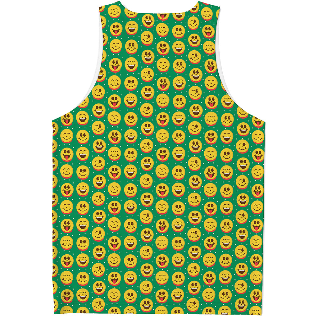 Cute Christmas Emoji Pattern Print Men's Tank Top