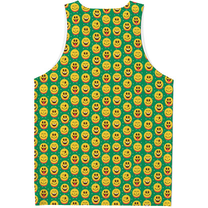 Cute Christmas Emoji Pattern Print Men's Tank Top