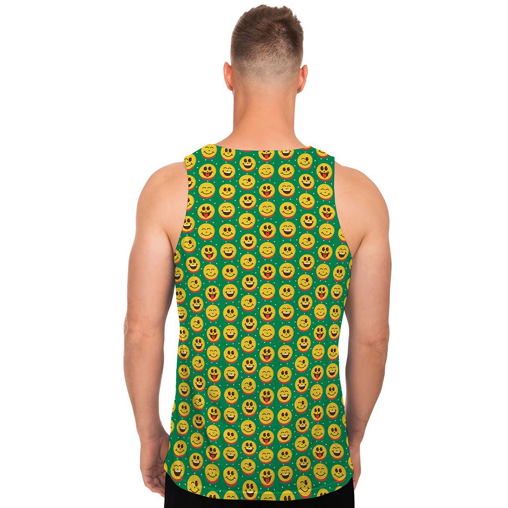 Cute Christmas Emoji Pattern Print Men's Tank Top