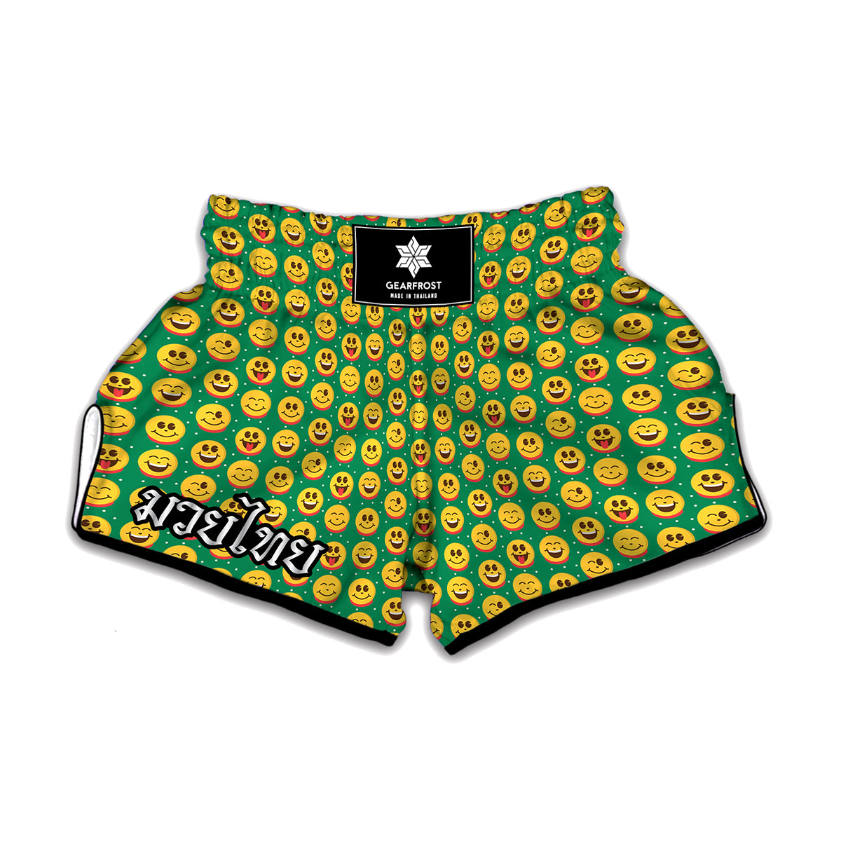 Cute Christmas Emoji Pattern Print Muay Thai Boxing Shorts