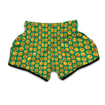 Cute Christmas Emoji Pattern Print Muay Thai Boxing Shorts