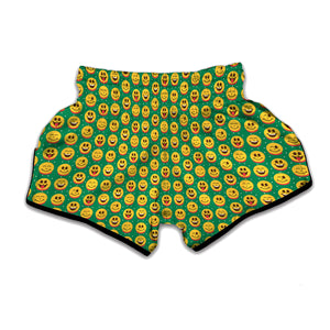 Cute Christmas Emoji Pattern Print Muay Thai Boxing Shorts