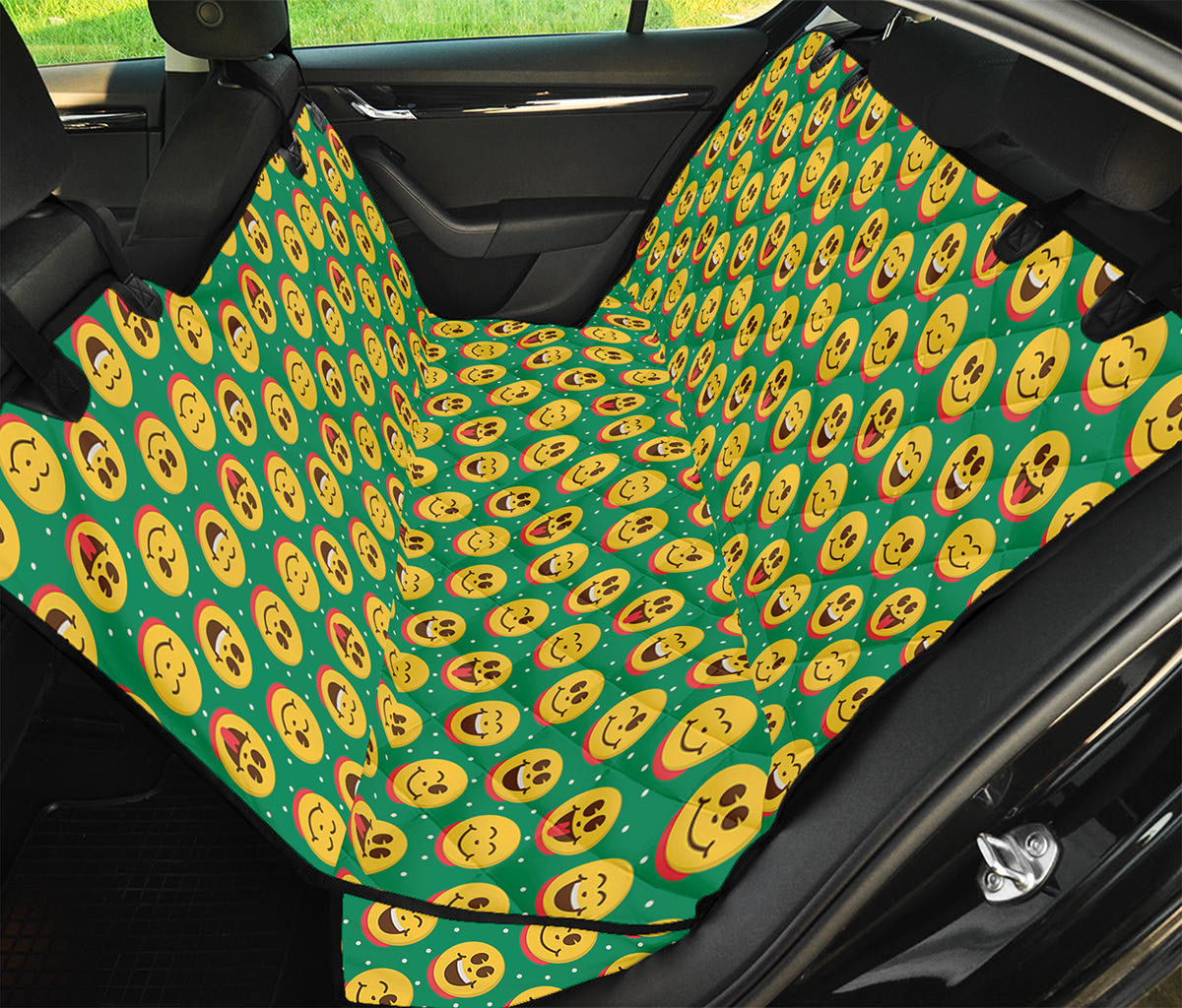 Cute Christmas Emoji Pattern Print Pet Car Back Seat Cover