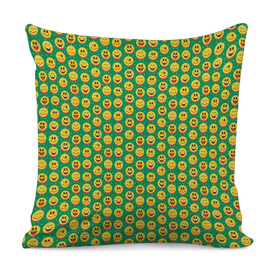 Cute Christmas Emoji Pattern Print Pillow Cover