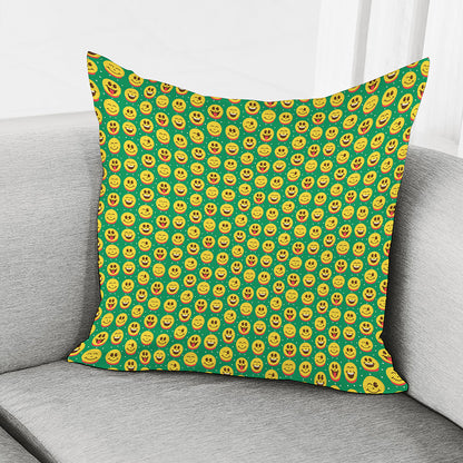 Cute Christmas Emoji Pattern Print Pillow Cover