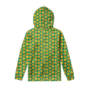 Cute Christmas Emoji Pattern Print Pullover Hoodie