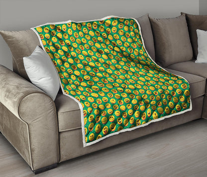 Cute Christmas Emoji Pattern Print Quilt
