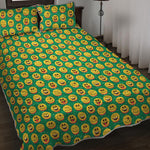 Cute Christmas Emoji Pattern Print Quilt Bed Set