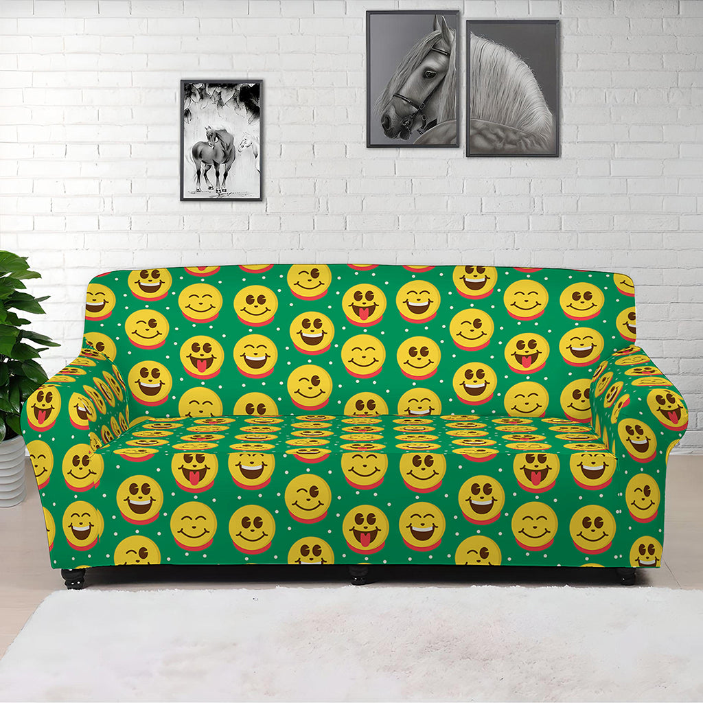 Cute Christmas Emoji Pattern Print Sofa Cover