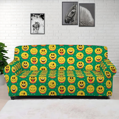 Cute Christmas Emoji Pattern Print Sofa Cover