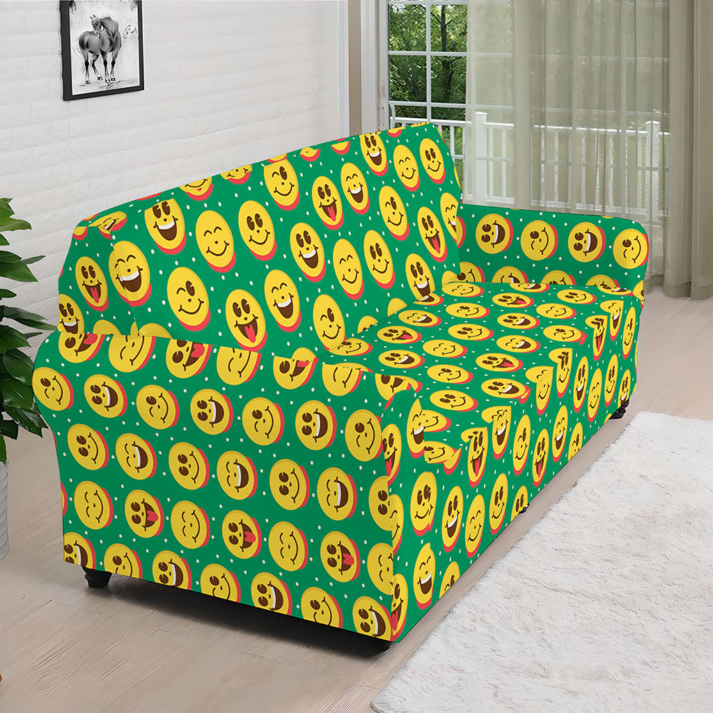 Cute Christmas Emoji Pattern Print Sofa Cover