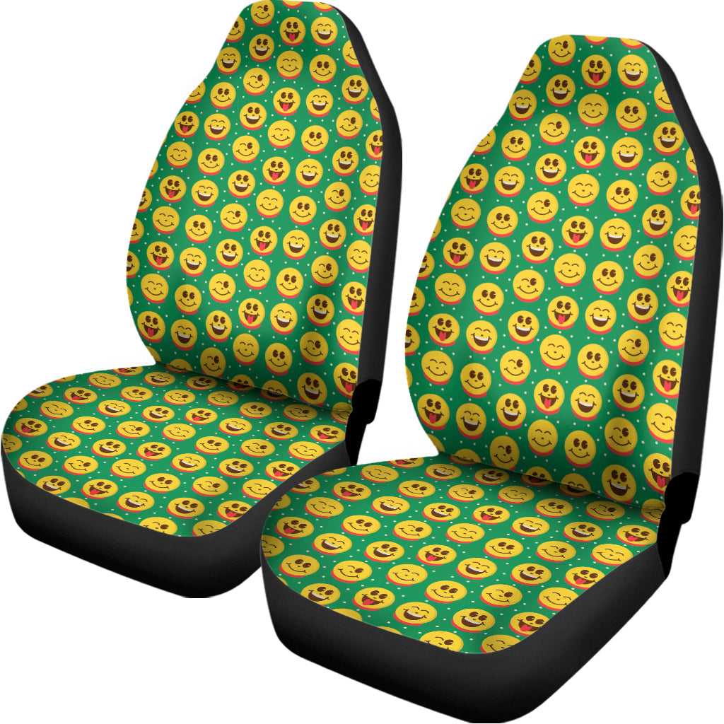 Cute Christmas Emoji Pattern Print Universal Fit Car Seat Covers