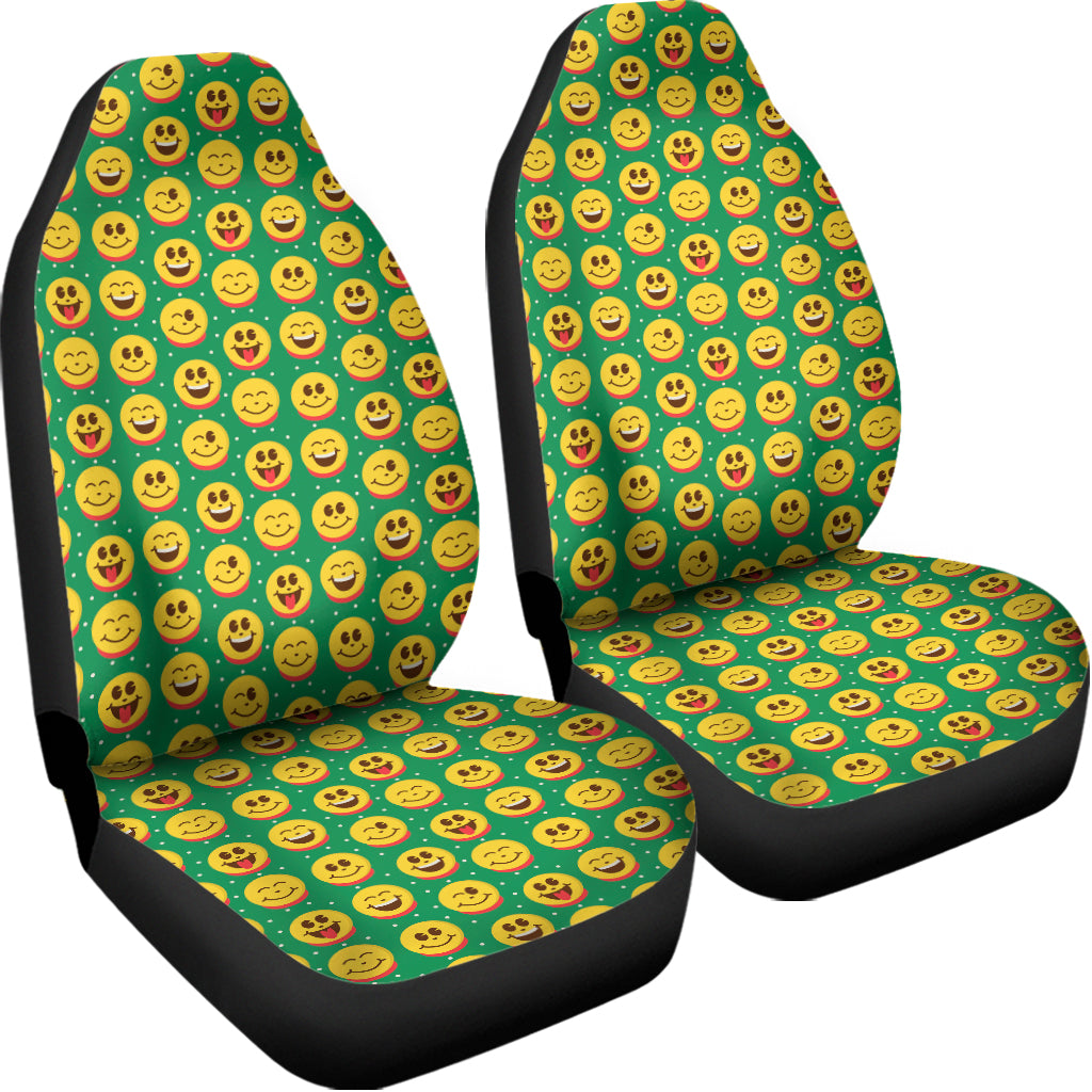 Cute Christmas Emoji Pattern Print Universal Fit Car Seat Covers