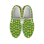 Cute Christmas Emoji Pattern Print White Slip On Shoes