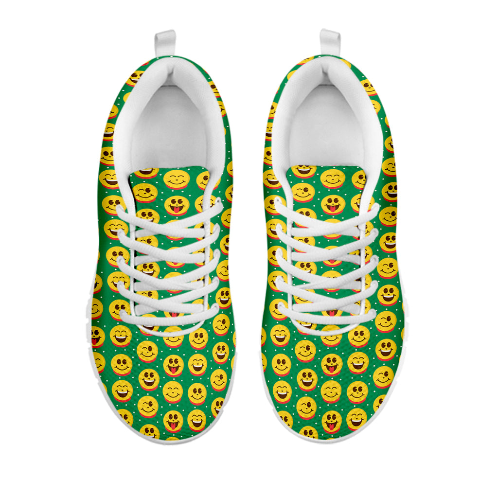 Cute Christmas Emoji Pattern Print White Sneakers