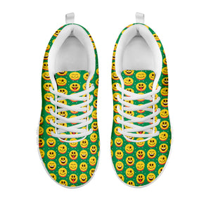 Cute Christmas Emoji Pattern Print White Sneakers