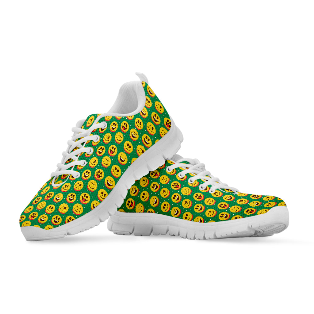 Cute Christmas Emoji Pattern Print White Sneakers