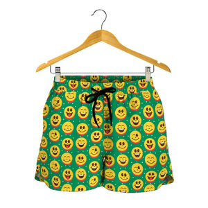 Cute Christmas Emoji Pattern Print Women's Shorts