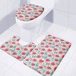 Cute Christmas Poinsettia Pattern Print 3 Piece Bath Mat Set
