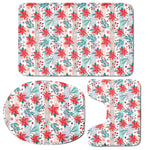 Cute Christmas Poinsettia Pattern Print 3 Piece Bath Mat Set