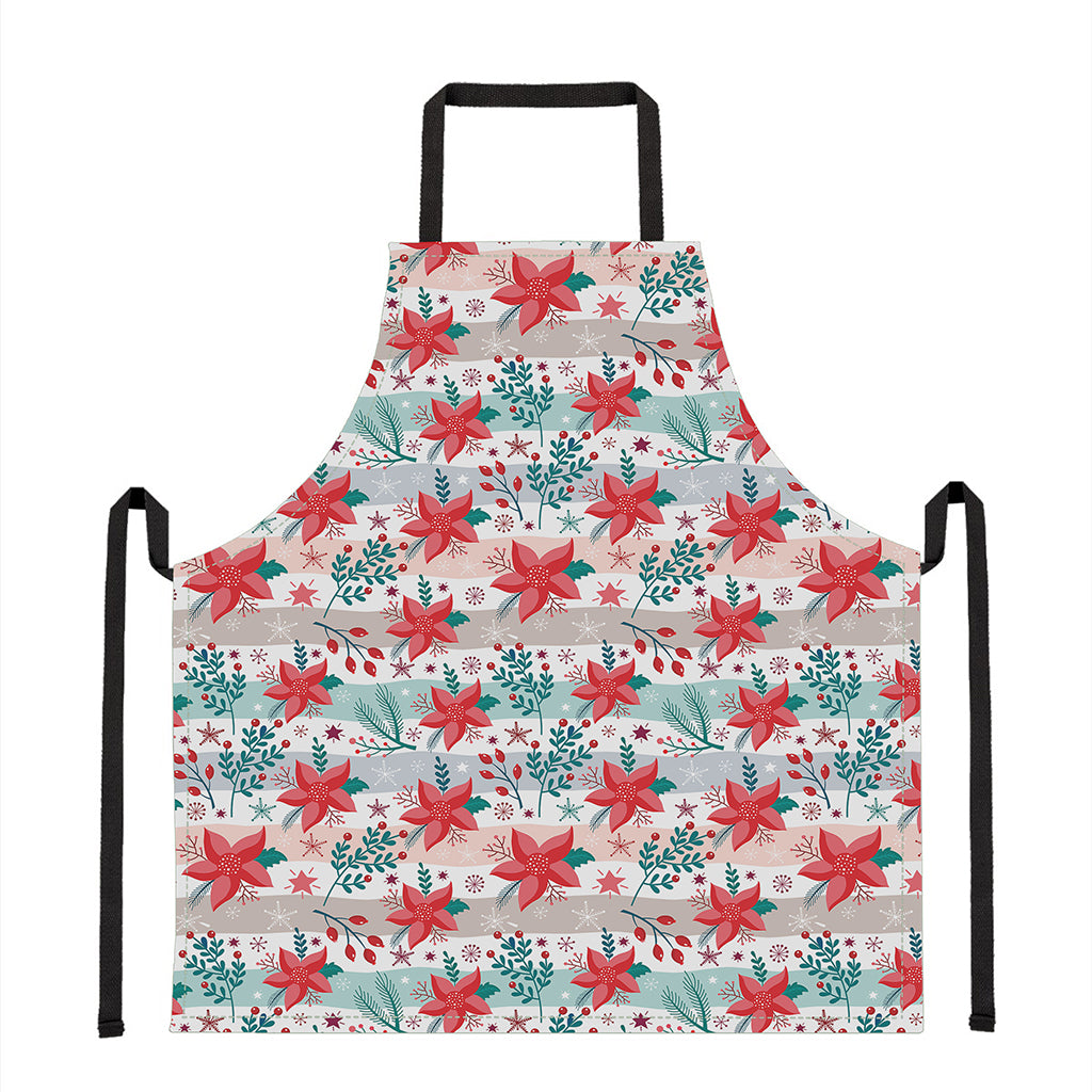 Cute Christmas Poinsettia Pattern Print Apron