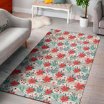 Cute Christmas Poinsettia Pattern Print Area Rug