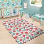 Cute Christmas Poinsettia Pattern Print Area Rug