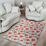 Cute Christmas Poinsettia Pattern Print Area Rug