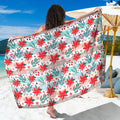 Cute Christmas Poinsettia Pattern Print Beach Sarong Wrap