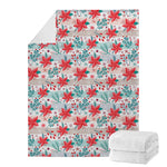 Cute Christmas Poinsettia Pattern Print Blanket