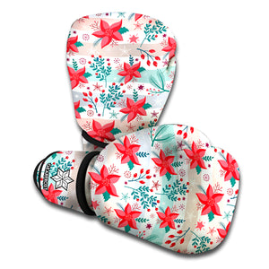 Cute Christmas Poinsettia Pattern Print Boxing Gloves