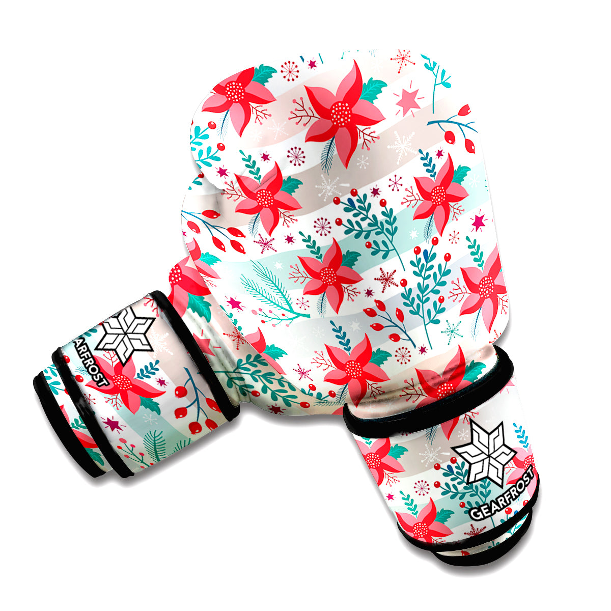 Cute Christmas Poinsettia Pattern Print Boxing Gloves