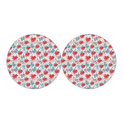 Cute Christmas Poinsettia Pattern Print Car Coasters