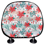Cute Christmas Poinsettia Pattern Print Car Headrest Covers