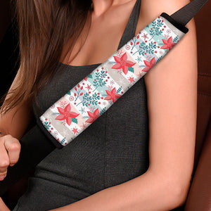 Cute Christmas Poinsettia Pattern Print Car Seat Belt Covers