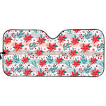 Cute Christmas Poinsettia Pattern Print Car Sun Shade