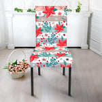 Cute Christmas Poinsettia Pattern Print Dining Chair Slipcover