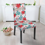 Cute Christmas Poinsettia Pattern Print Dining Chair Slipcover