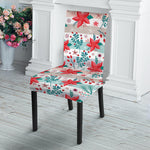 Cute Christmas Poinsettia Pattern Print Dining Chair Slipcover