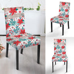 Cute Christmas Poinsettia Pattern Print Dining Chair Slipcover